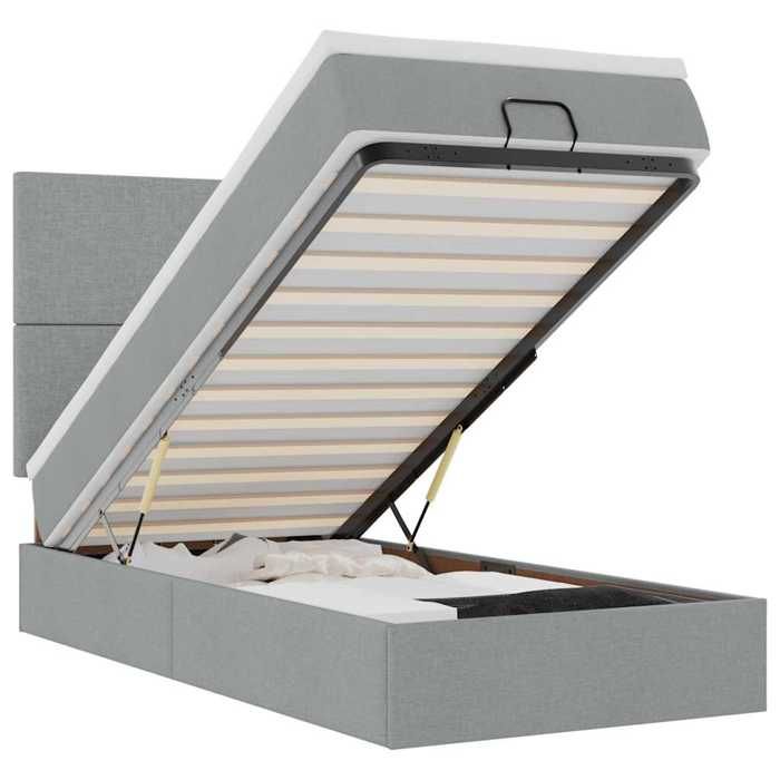 VidaXL Lit ottoman avec matelas et LED Gris clair 80x200cm tissu 3313878