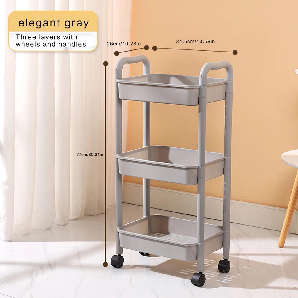 Multi Functional Kitchen Trolley Organizer Storage Rack Multi-Tiered Kitchen Cart with 360° Swivel Wheels Large Capacity Shelf