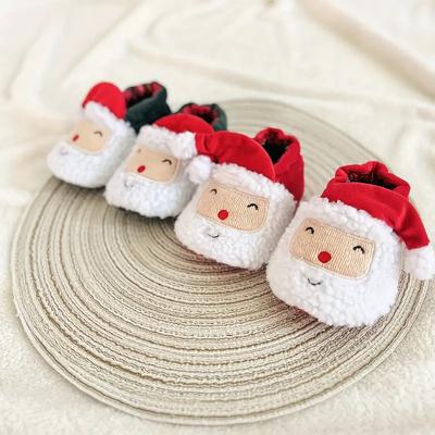Botitas Adorables para Recién Nacido Calcetines de Pie de Papá Noel Botas Navideñas para Bebé Diseño de Papá Noel Zapatillas Calientes de Invierno Zapatos Antideslizantes 0-18M