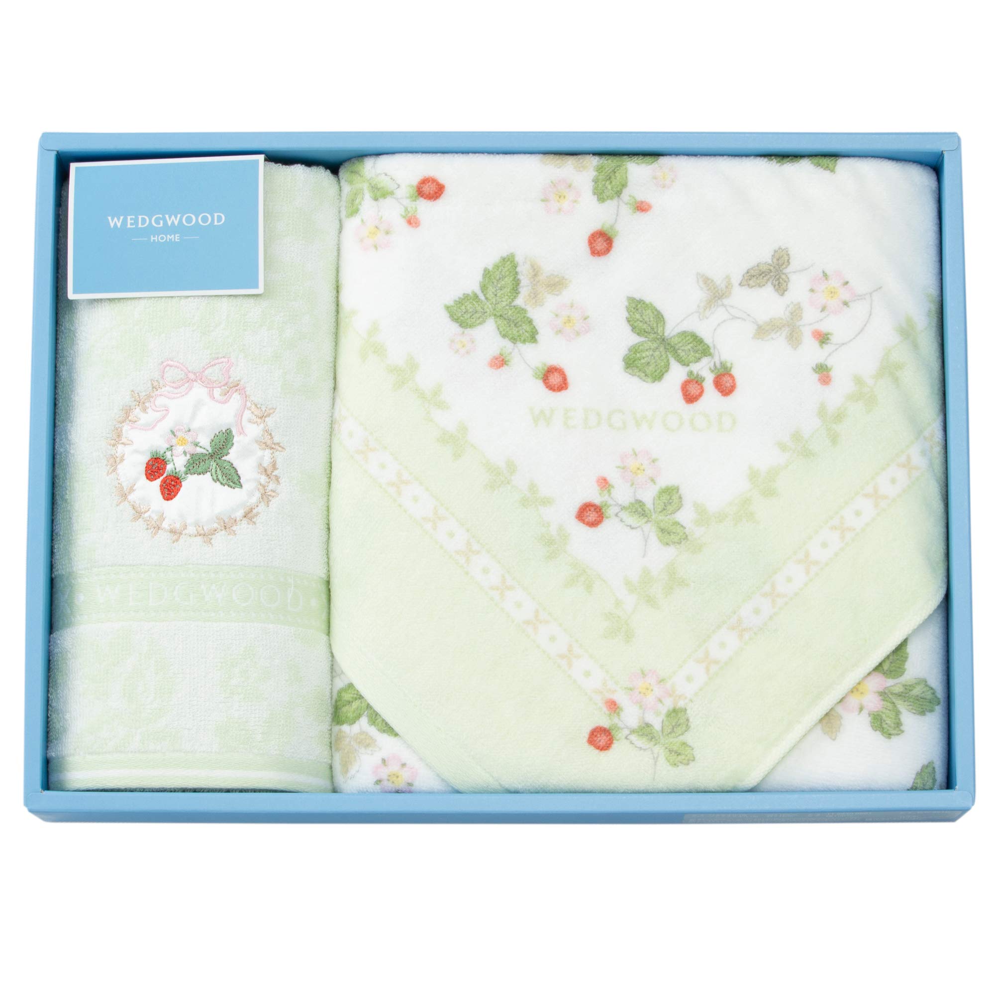 Nishikawa Towel Gift Bath Towel and Face Towel Wedgwood Wild Strawberry Elegant and Easy to Use Made in TT88400601G1 Set (1 each), 100% Cotton, зелёный