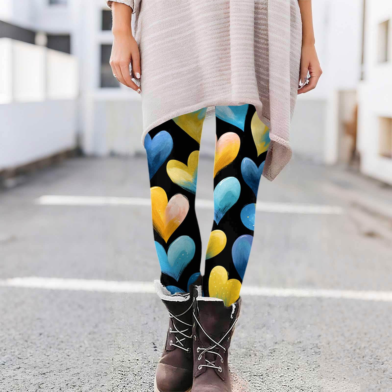 

Women s Casual Fashion Print Pants High-Waisted Straight-Leg Skinny Leggings L