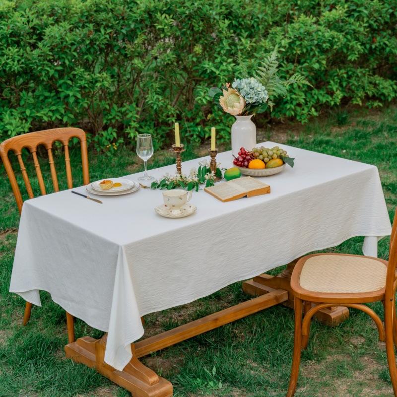 

Natural Cotton Tablecloth Rectangle, Luxury Resistant Durable Farmhouse Table Cloth for Dining Party Christmas Weddings Birthday 90x90cm белый