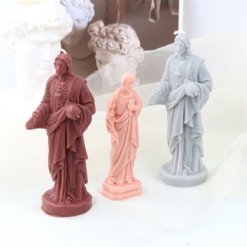 3D Jesus Silicone Candle Mold DIY Figure Statue Handmade Aromatherapy Plaster Crafts Epoxy Soap Making Molud Home Religious Gift