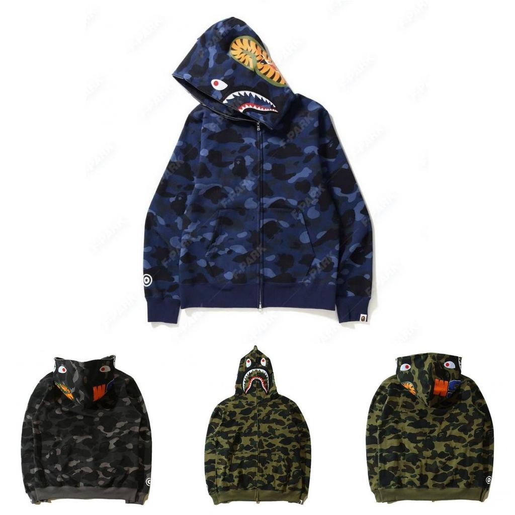 Camouflage Shark Head 3d Print Hoodie With Zipper For Men Women Casual Wear