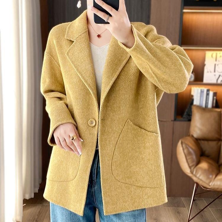 Winter Wool Coat for Women Loose Fit Tweed Jacket Oversized Warm Outerwear