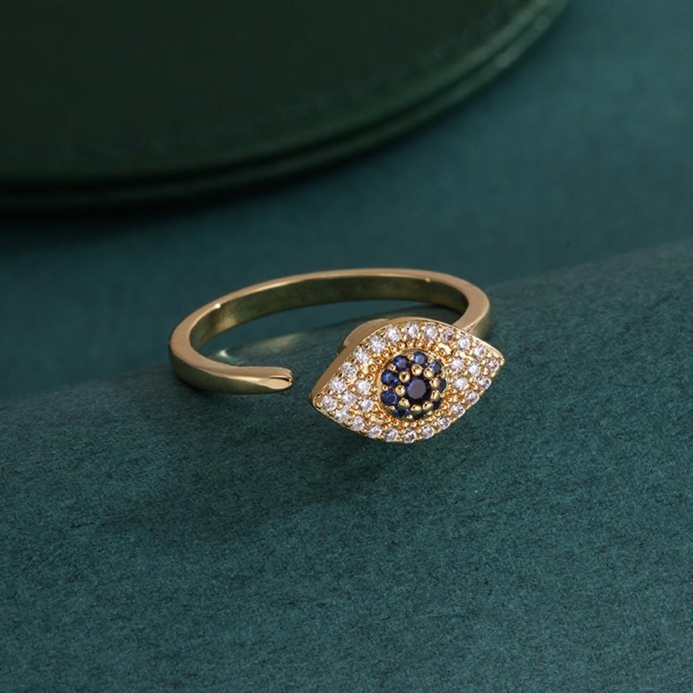 Copper Devil's Eye Ring Rotatable Opening Finger Ring Zircon Luxury Ring Clothes Accessories