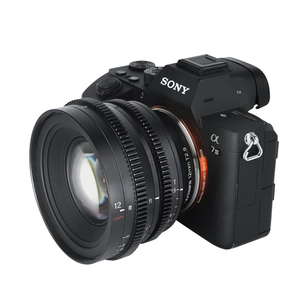 7 artisans 12mm Large Aperture Angle Cine Manual Fixed Focus Low Distortion Cinema Lens Compatible with Sony NEX NEX and NEX Black T2.9 APS-C