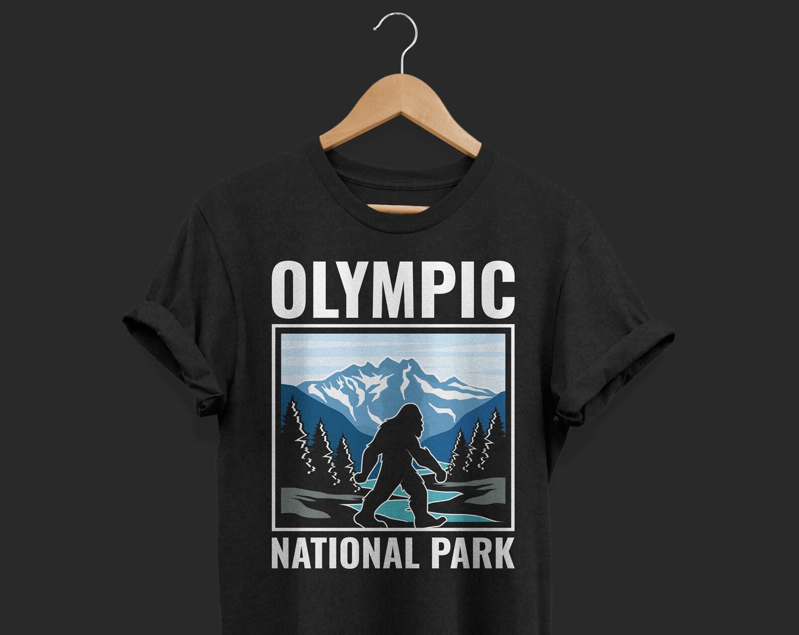 Olympic National Park US Bigfoot Sasquatch Yeti Funny T-Shirt, USA Washington Peninsula Pacific Northwest Lover Gifts, Camping Hiking Travel 120