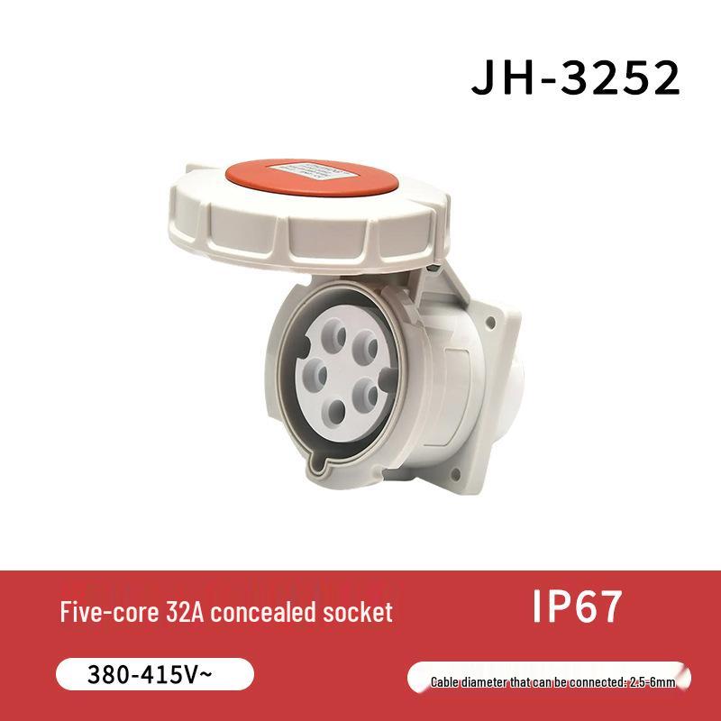 IP67 Waterproof 16A/32A Industrial Plug & Socket, European Standard, 3/4/5-core, Male & Female Connector