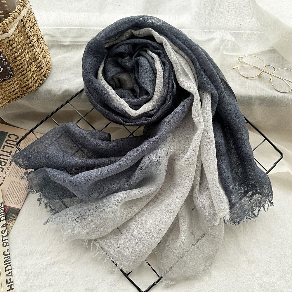 Wool scarf new solid color handmade hanging dye women's gradual change of color soft high-end silk scarf travel photography with shawl