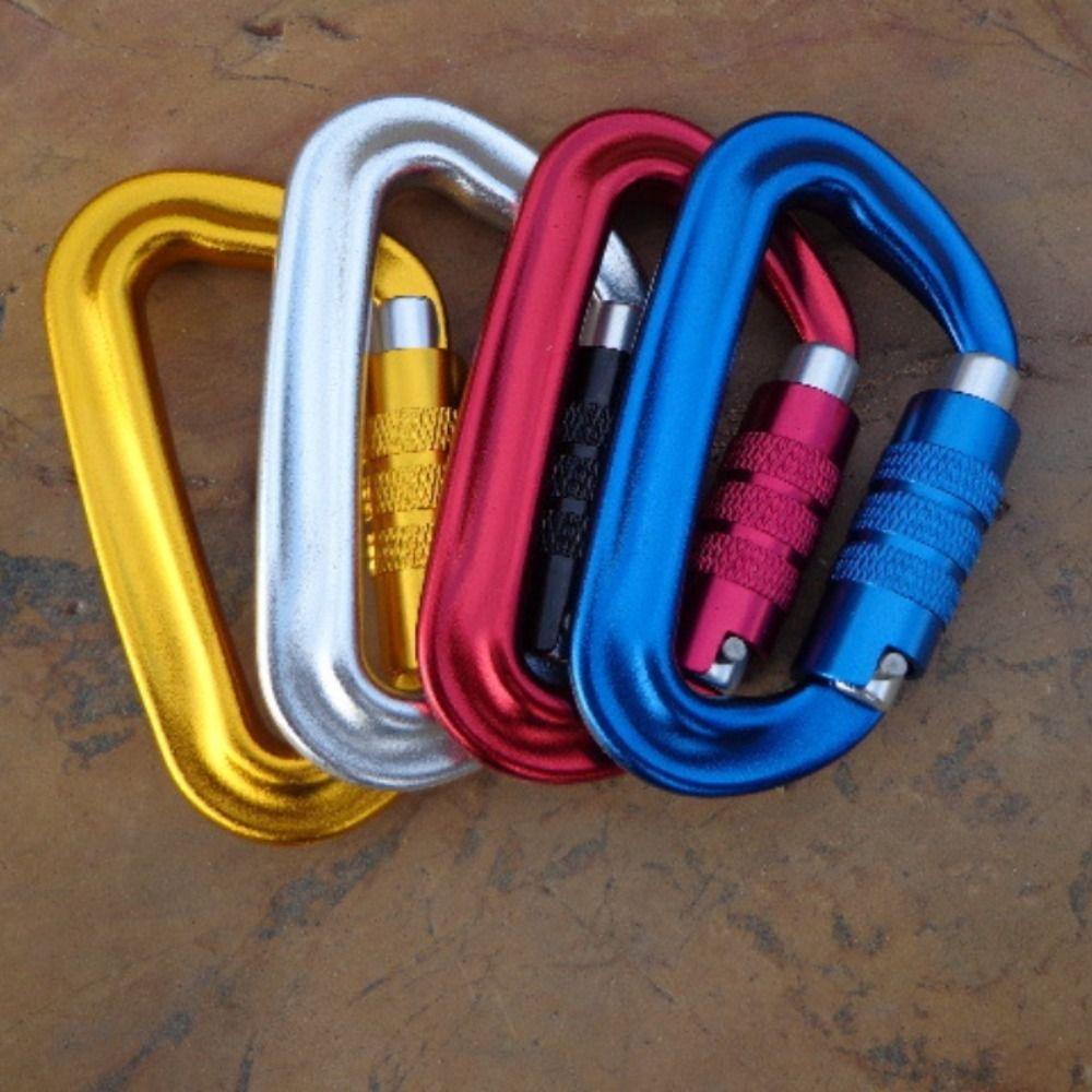 D-shaped Hammock Hook 12KN Professional Carabiner Snap Clip Safety Auto Lock Buckle  Fishing