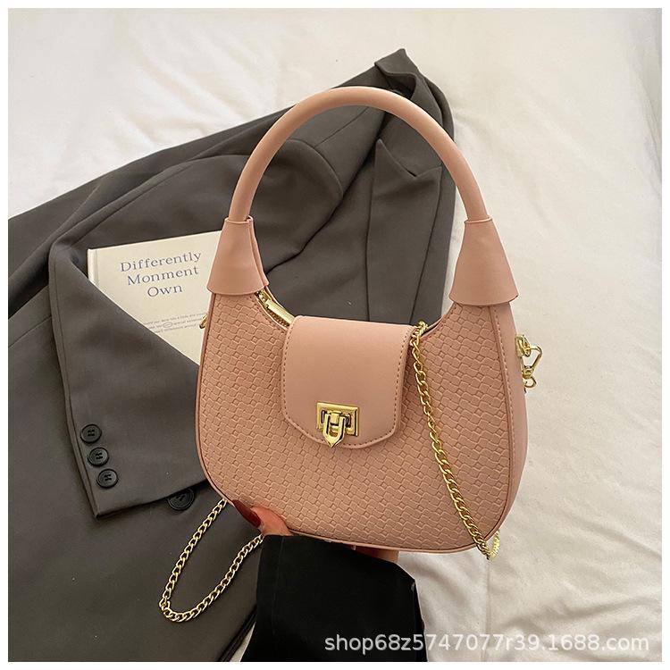 Women's Bag 2025 New Portable Woven Bag Simple Women's Shoulder Bag Chain Oblique Span Bag Texture Small Bag