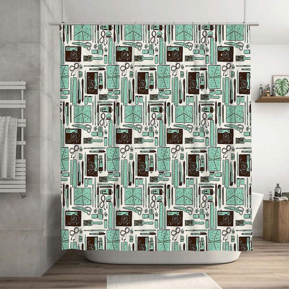 Vintage Camera Shower Curtain Artistic Photography Lover Bathroom Decor Washable Waterproof Home Textile Accessories