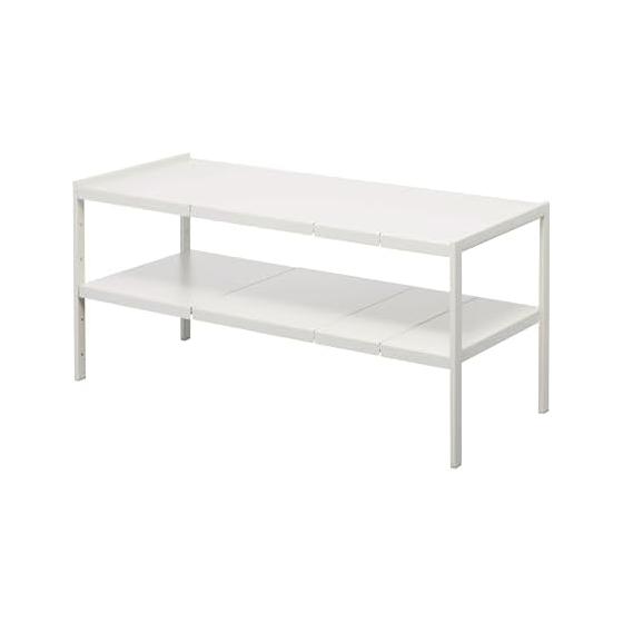 Yamazaki Jitsugyo 4948 Telescopic Under-Sink Rack, 2 Tiers, D30, White, Approx. W50~85XD30XH35cm, Tower Under Sink Storage, 6 Levels Height