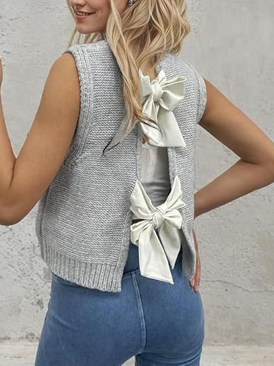 

Outward Bound New Women s Clothing Wind Fashion Casual Versatile Simple Bow Knit Cardigan Sweater XL сірий колір