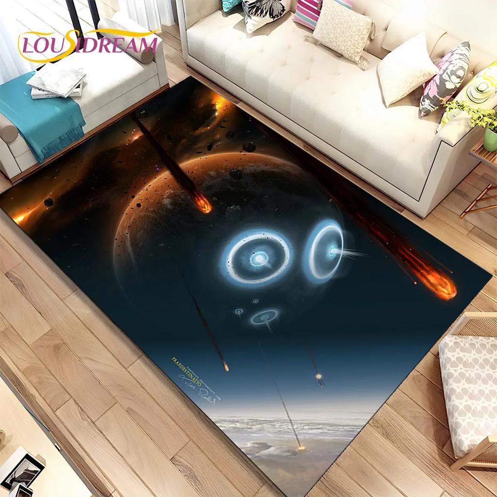 3D Space Fixed Stars Galaxy Earth Area Rug,Carpet Rug for Home Living Room Bedroom Sofa Doormat Decor,Kids Non-slip Floor Mat HD