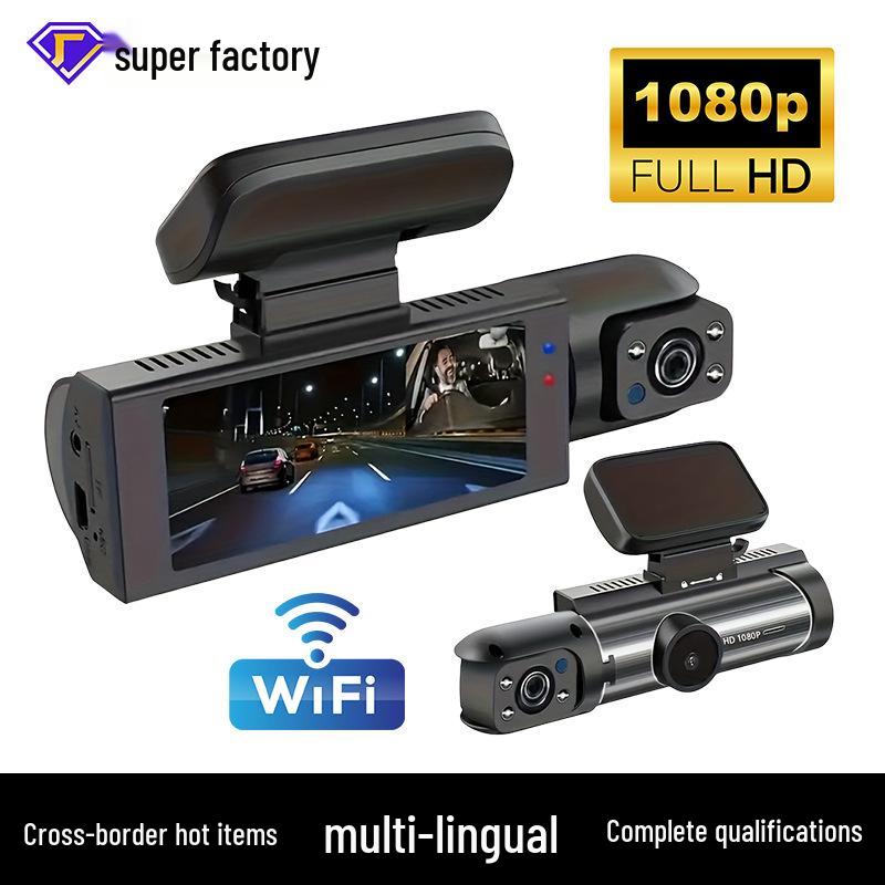 1080p HD Dash Cam with Night Vision & WiFi - 3.16" Triple Lens Car Recorder
