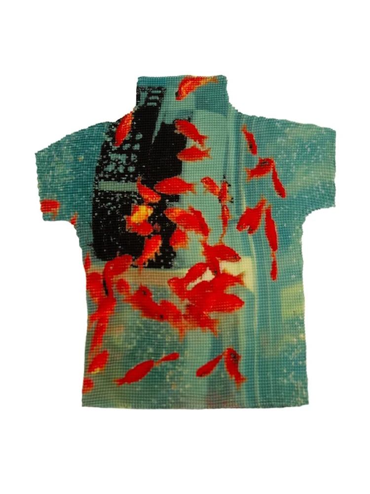 

Y2K Новая модная водолазка с коротким рукавом, расписанная вручную, футболка-футляр 2024 года, летняя женская повседневная уличная одежда, тонкий топ M зелёный