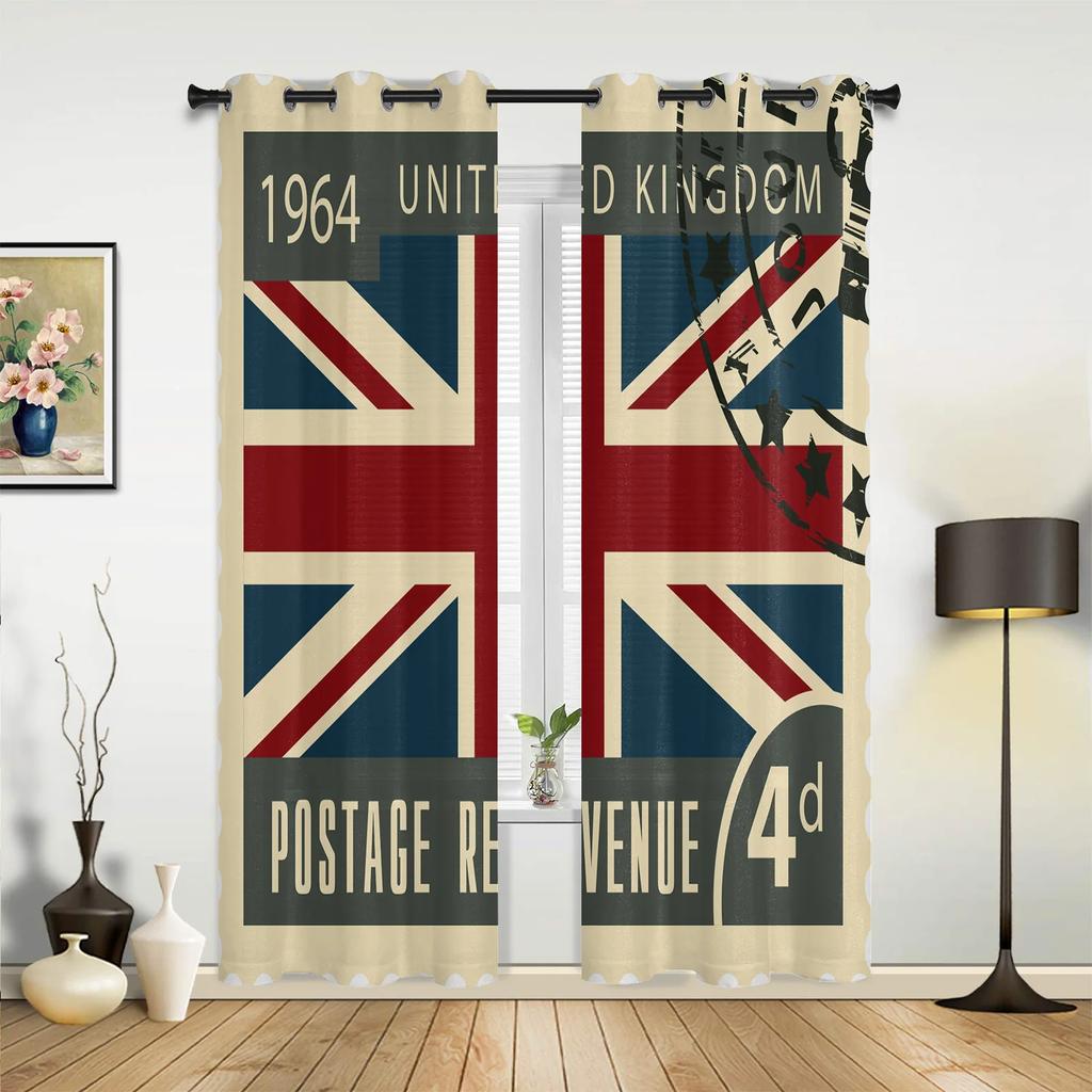 London Telephone Booth Curtains for Bedroom Living Room Drapes Kitchen Children's Room Window Curtain Modern Home Decor
