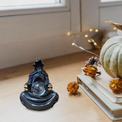 Sensenmann Statue Dekorative Figur Halloween Geschenk Sammlung mit beleuchteter Kugel Desktop