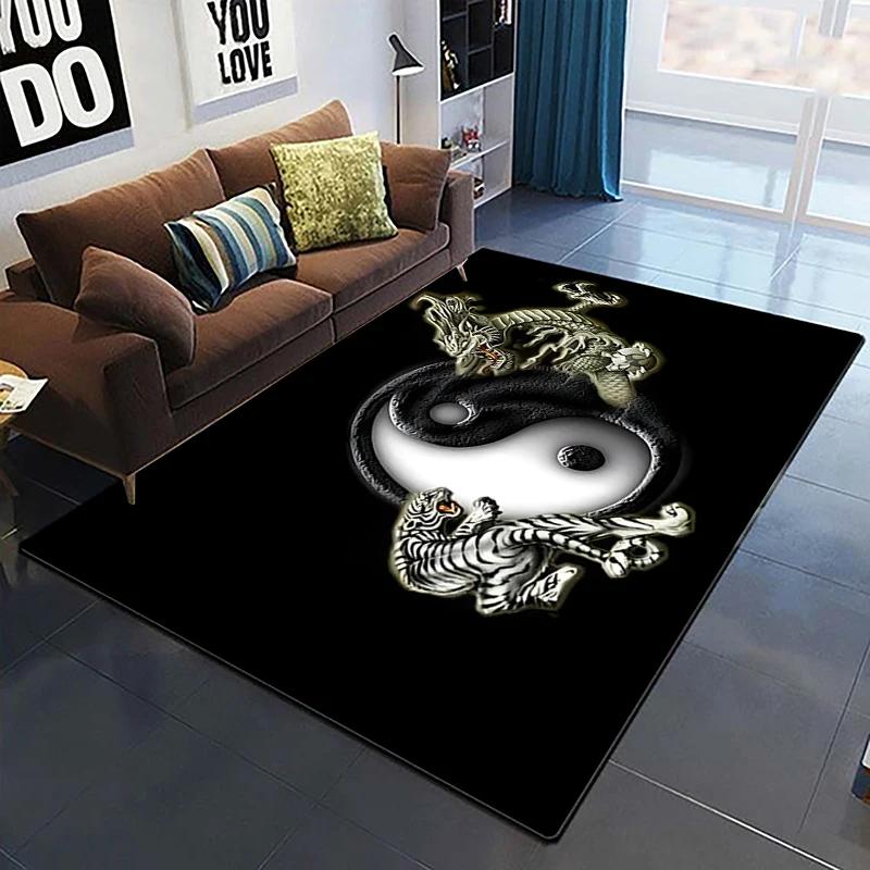 Modern Chinese Koi Tai Chi Yin Yang Area Rug Living Room Carpet for Children Play Home Deco Anti-slip Floor Mat and Carpets Gift