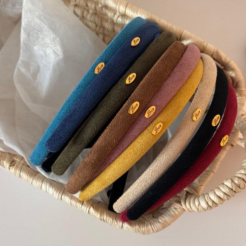 1 Stück Samttextur Feines Haarband Mehrfarbig Einfaches Liebeslogo Haarband Damen Tägliches Vielseitiges Kopfschmuck Haarbänder