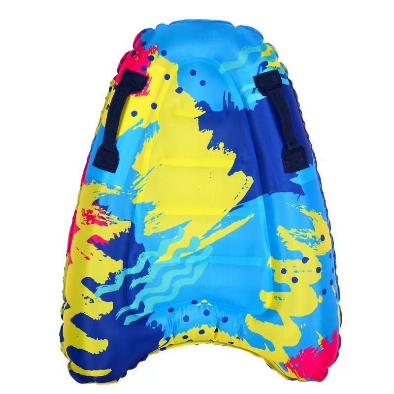Children's Portable Inflatable Surfboard Lightweight Kickboard Ocean Surfing Water Slider Blue Striped
