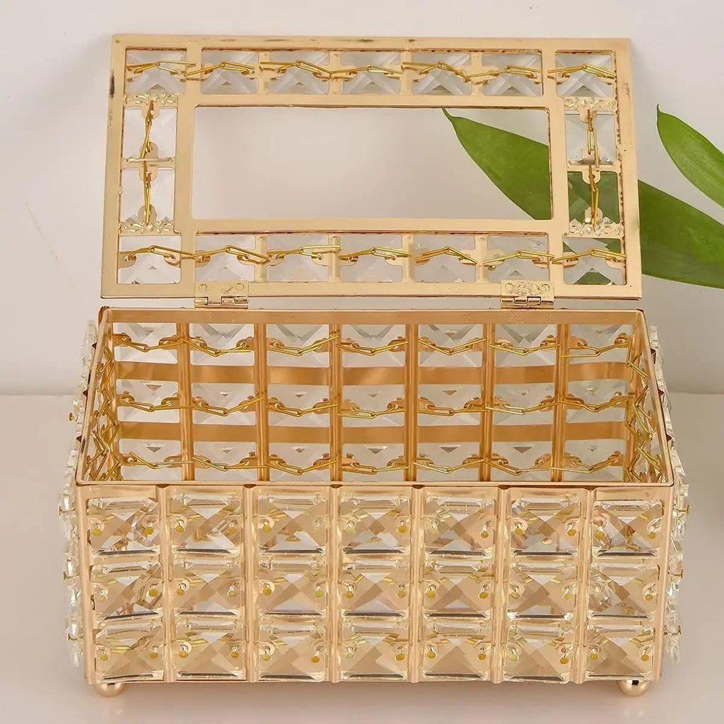 BEBO CREATIONS Tissue Box Holder for Home with Crystal Glass Beads, Tissue Paper Holder,