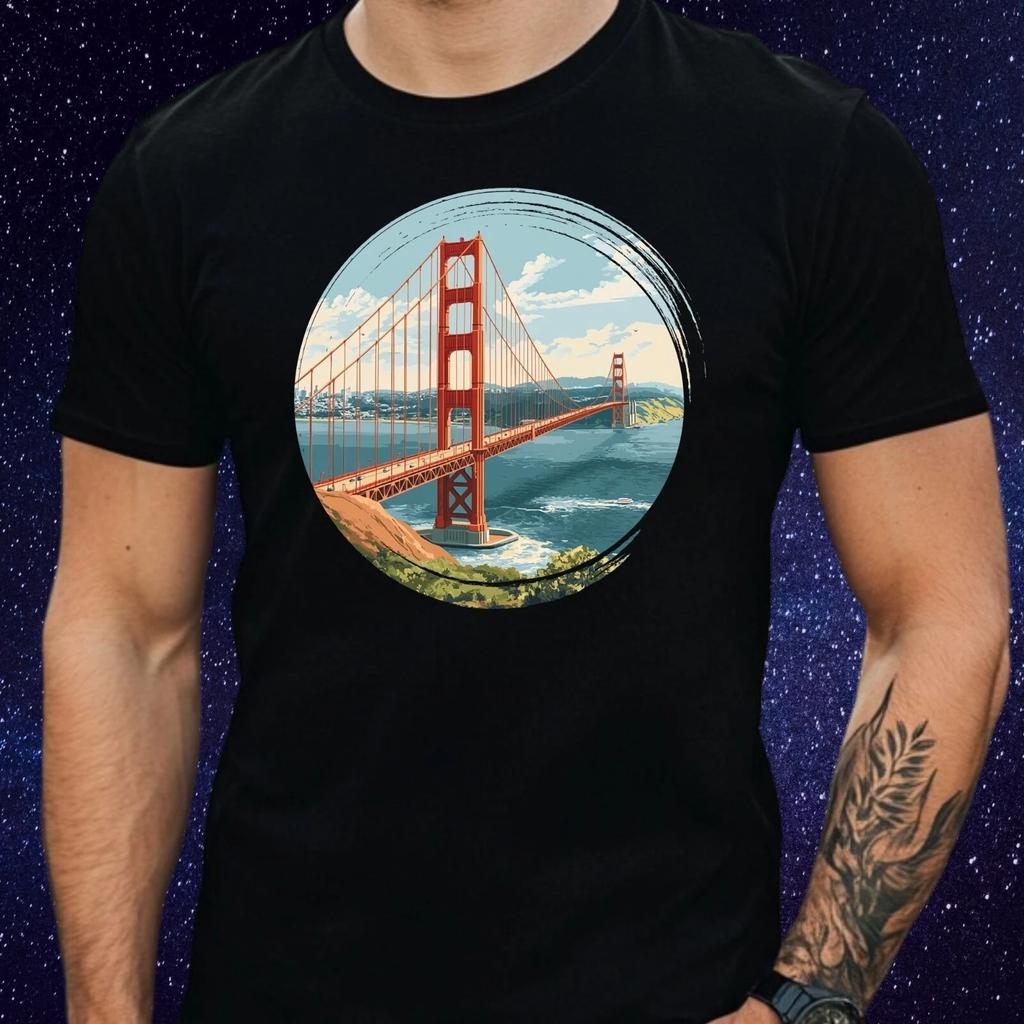 T-Shirt Herren Golden Gate Bridge Motiv Baumwolle Größe S bis 5XL