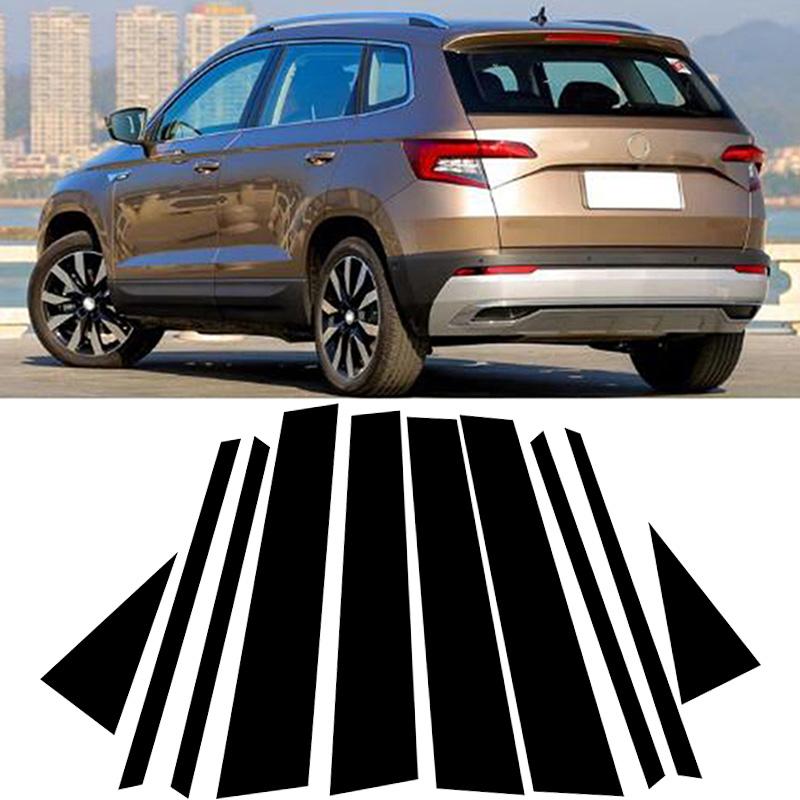 8pcs/set Car Window Pillar Posts Door Trims Cover Stickers Glossy Black Accessories For Skoda Karoq 2017-2021 2022 Exterior Decor