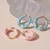 Irregular Blue Glazed Enamel Hoop Earrings for Women Girls Geometric Circle Earrings Buckle Daily Commute Jewelry Accessories