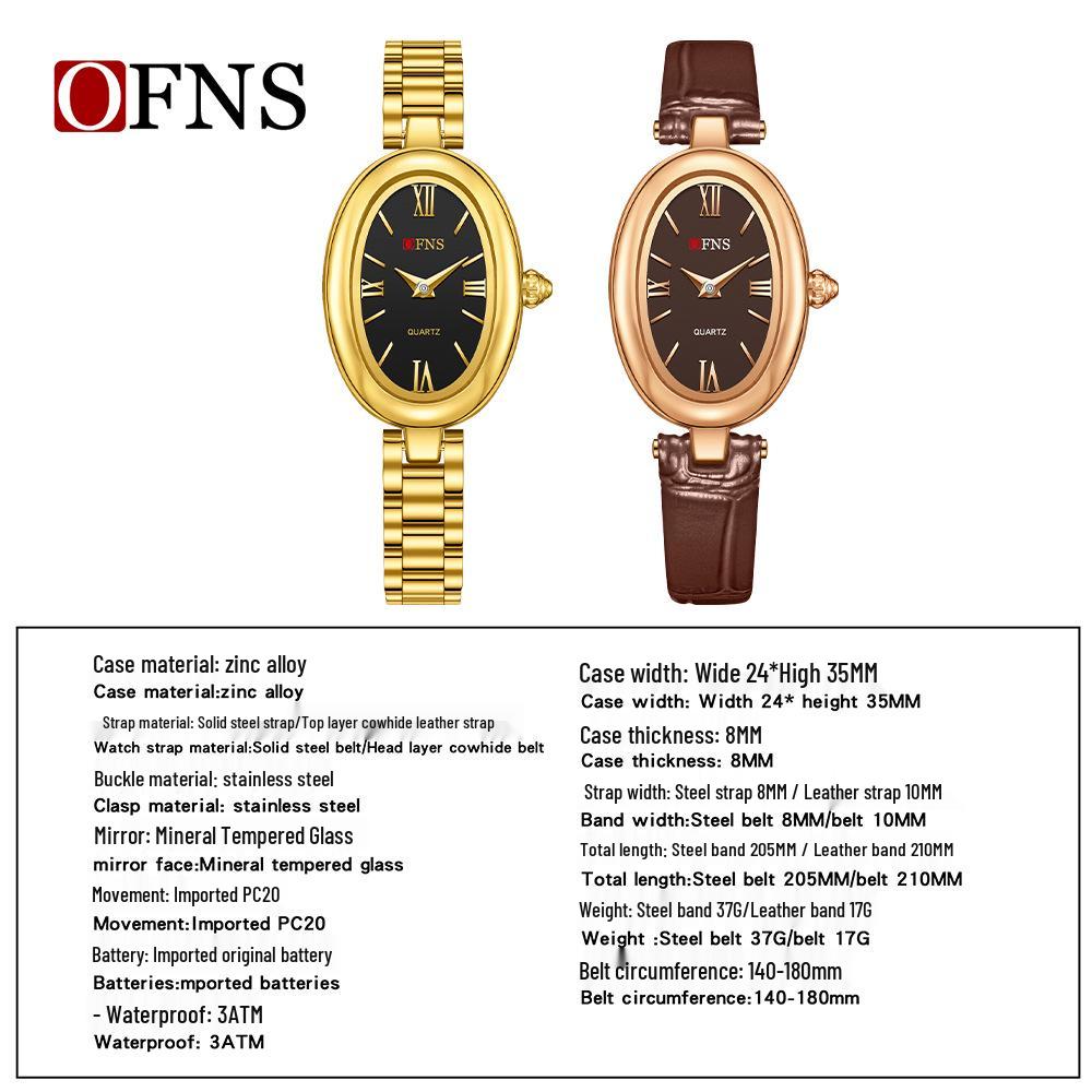 OFNS Women's Vintage Oval Waterproof Quartz Watch - French Minimalist Fashion Hot Seller
