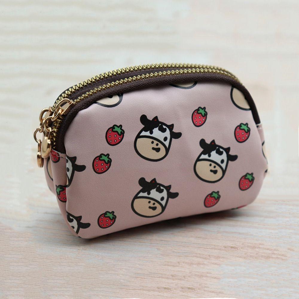 

Женский кошелек с милым рисунком коровы на молнии, сумка для карт, кошелек для монет, сумка для хранения 3