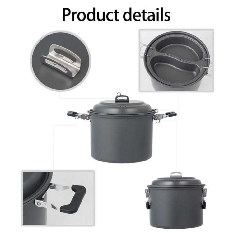 Aluminum Backpacking 4-7 Person Camping Pots with Lid, Light Weight Outdoor Cooking Pots Cookware for Hiking Picnics