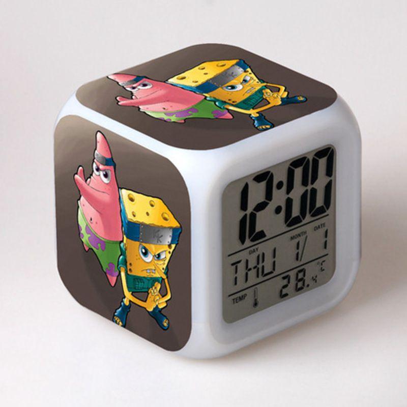 7 Color Glowing Digital Alarm Clock With Date Week Temperature And Snooze Functions