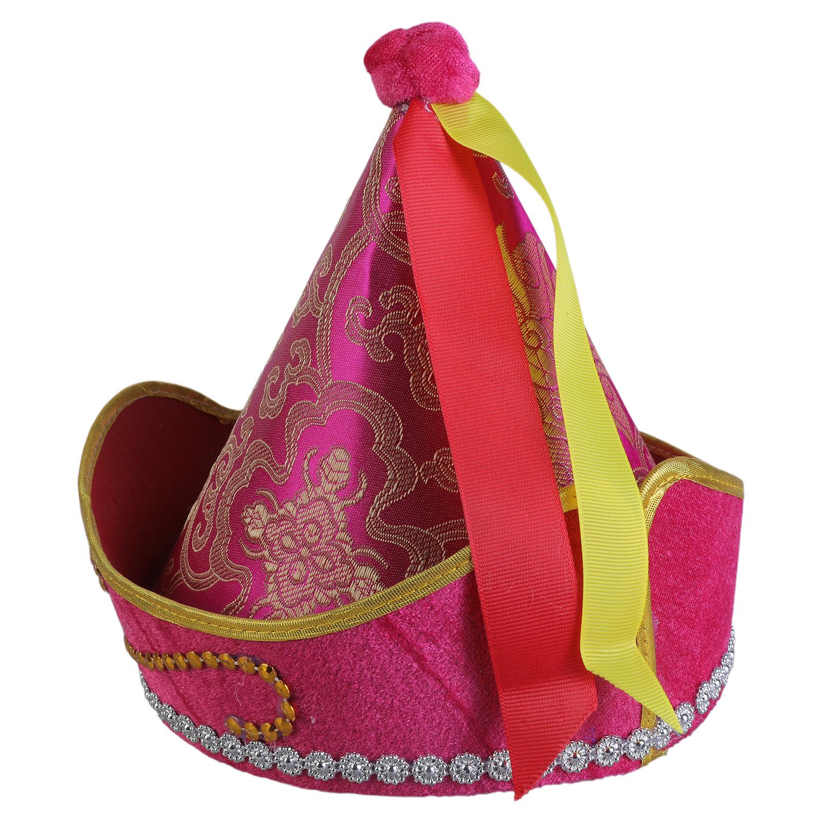 

Mongolian Hat for Adult Children Ethnic Mongolian Dance Costume Hat for Performances Stage Props Head Accessories kid гарячі рожевого кольору