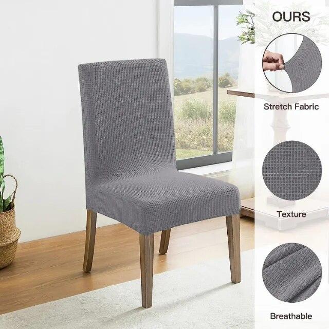 2PCS Waterproof Dining Chair Cover Polar Fleece Stretch Chair Slipcover Solid Chair Cover for Kitchen Banquet Wedding Home