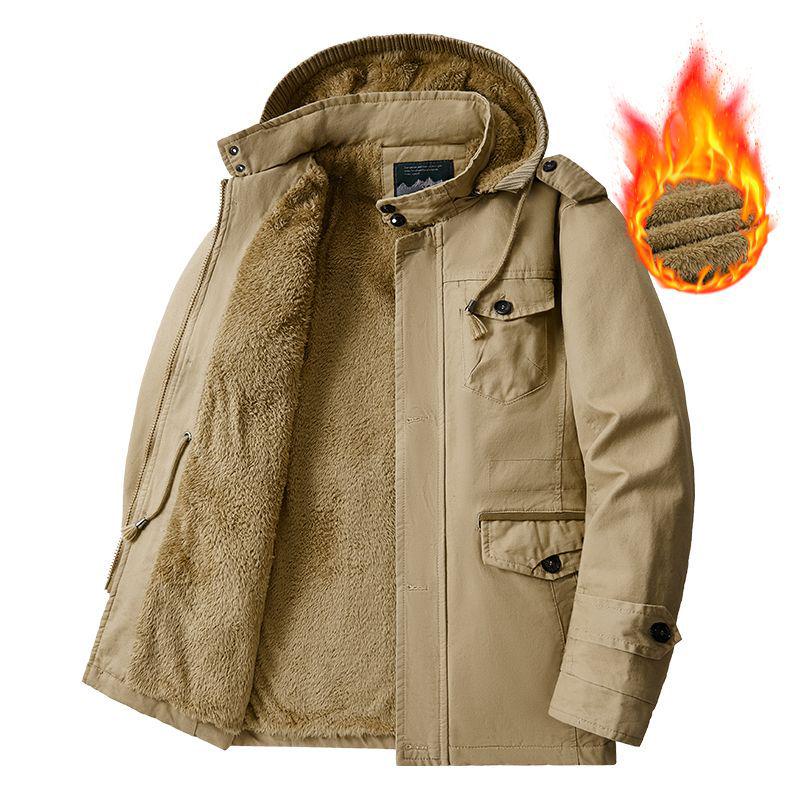 Men's Thickened Pure Cotton Hooded Winter Workwear Coat