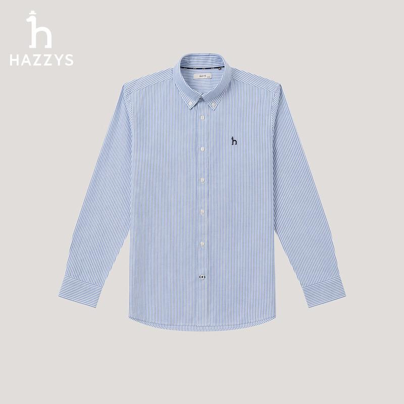 Мужская полосатая рубашка HAZZYS из чистого хлопка Оксфорд с длинным рукавом XL