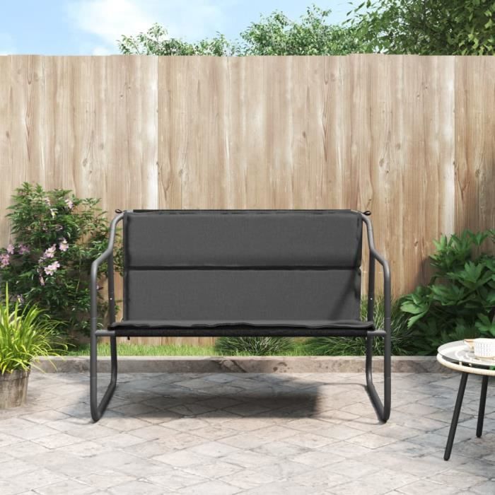 VidaXL Banc de jardin à 2 places avec coussin anthracite acier 364106