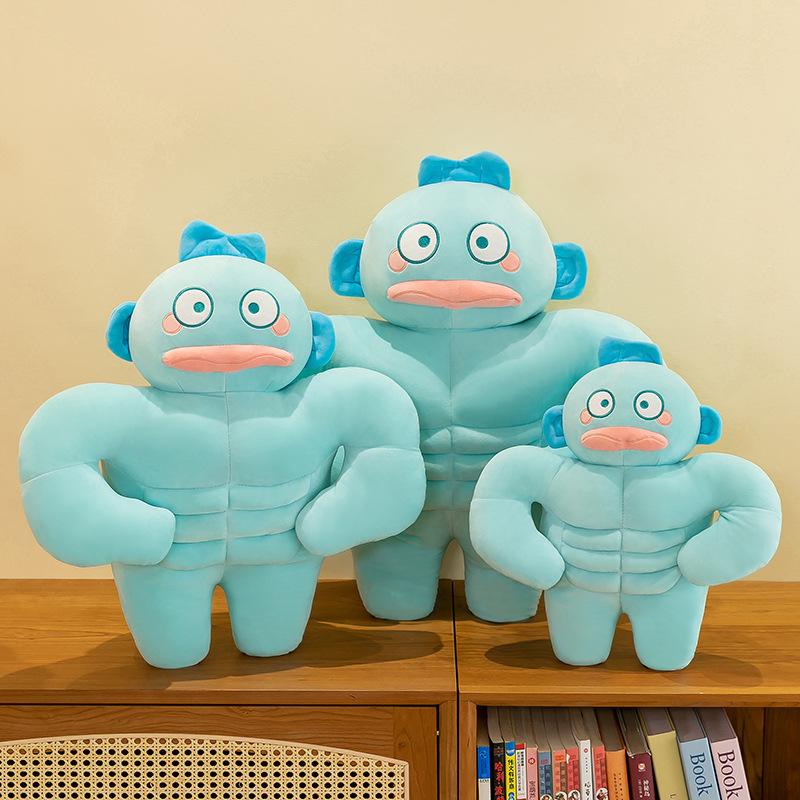 Muscular Ugly Fish Hanton Doll Male Mermaid Plush Toy Children Sleeping Pillow Sofa Chair Cushion