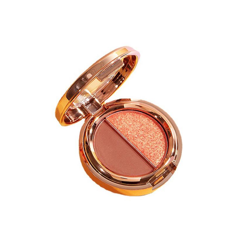 Fine Flash Double Color Eyeshadow Pearlescent Pumpkin Matte Glitter Earth Color Eyeshadow Plate Makeup Beauty Makeup