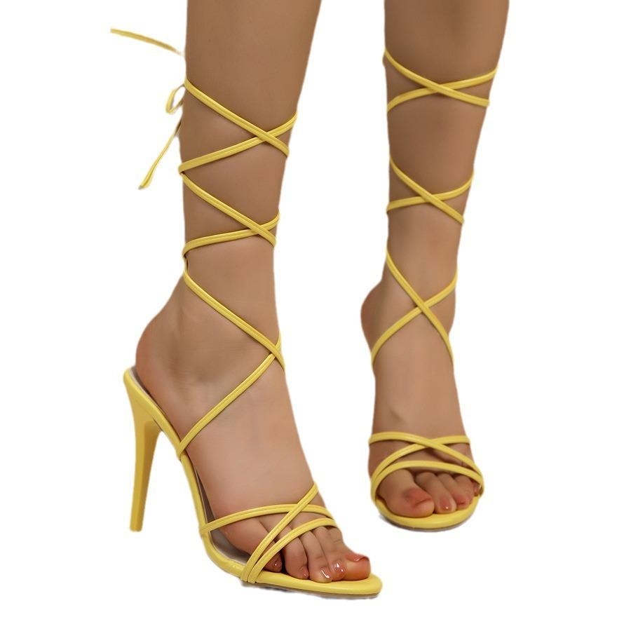 Foreign Trade Pointed Open-toed Cross-strap High Heels 2025 New Stiletto Sexy Fairy Large Size Women's Sandals