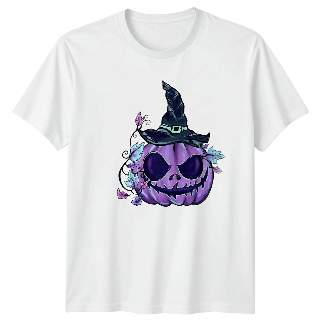Spooky Pumpkin Wearing Womens T-Shirt Halloween