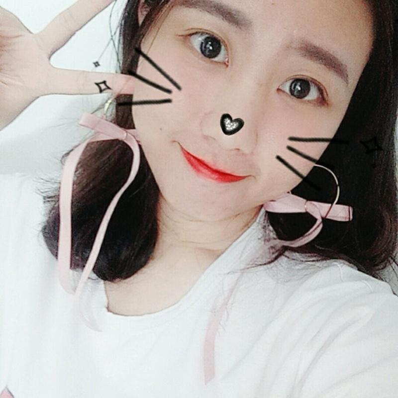 Sweet  Ribbon Bow long metal ring earrings earrings simple temperament female personality