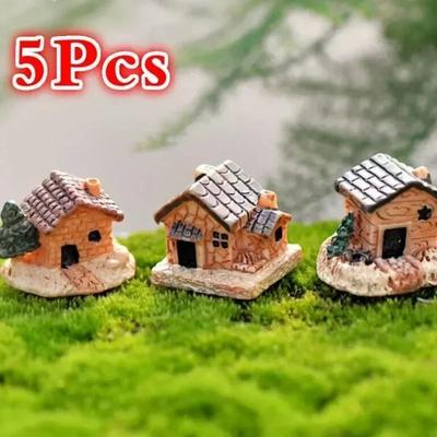 5 Stück Mini-Puppenhaus Steinhaus Harzdekorationen für Haus und Garten DIY für Haus und Garten DIY Mini-Bastelhaus