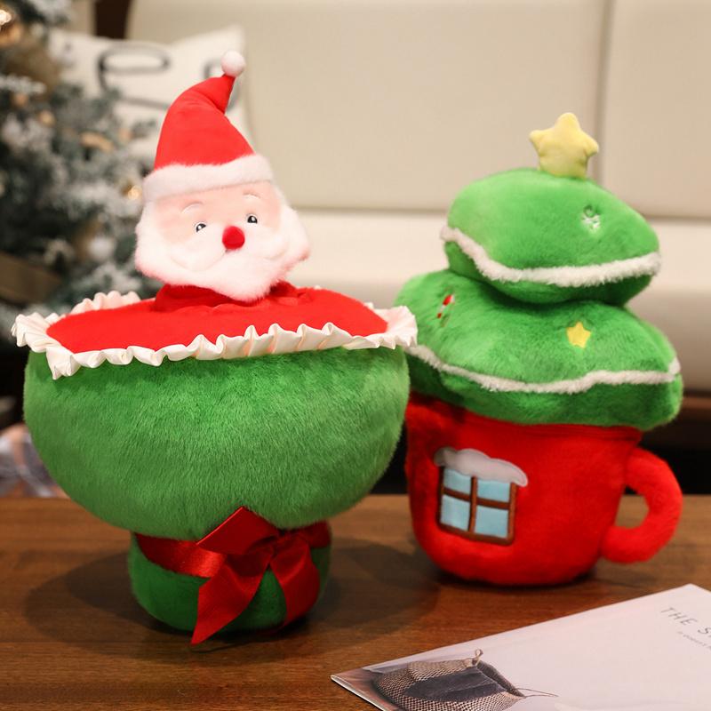 Creative Xmas Series Plush Doll Pillow Xmas Tree House Santa Plush Doll Gentle Holiday 1Gift great for daily use