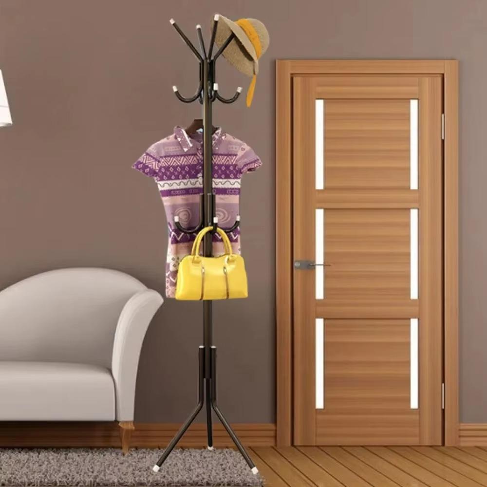 Vertical Coat Rack Floor Standing Space Saving Home Metal Material Clothes Rack Cloth and Hat Hangers Minimalist Clothes Hanger
