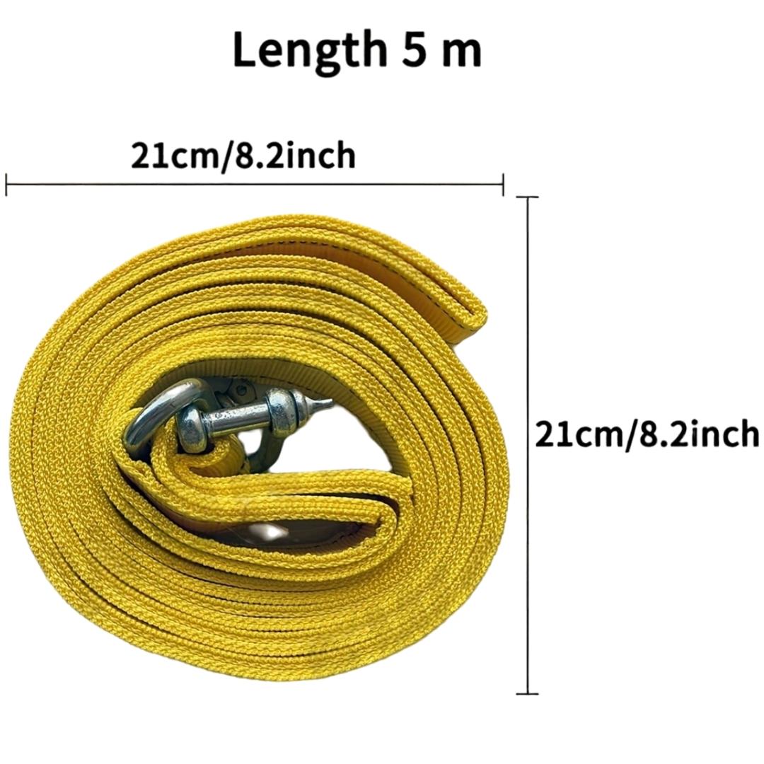 4M Car Tow Cable Heavy Duty 5 Ton Trailer Double Thick Traction Strap with Hook Rope for Vehicle Recovery Transportation Pile 98002214-5m-1set