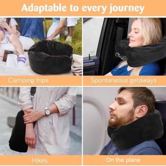 Stuffable Travel Pillow Packable Clothes Fillable Storage Bag Portable Soft Velvet Neck Pillow Case Cover Airplane Travel Essentials